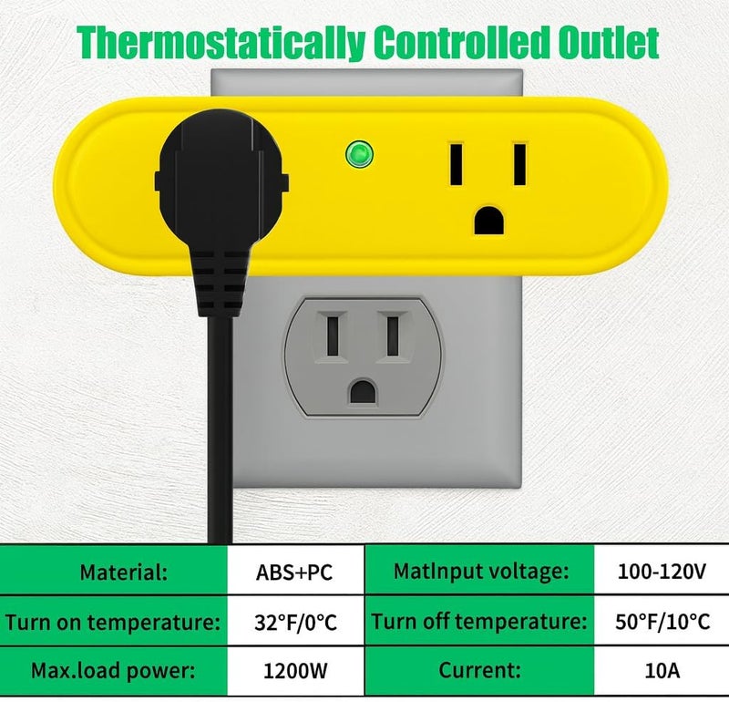 Makevivi Store Thermostatically Controlled Outlet 3 Pack, Yellow – Automatically Turns On at 32°F and Off at 50°F, Safe & Energy-Saving Thermo Cube for Chicken Water Heater, Pet Bowl, Bird Bath, and Roof Deicer - Image 2